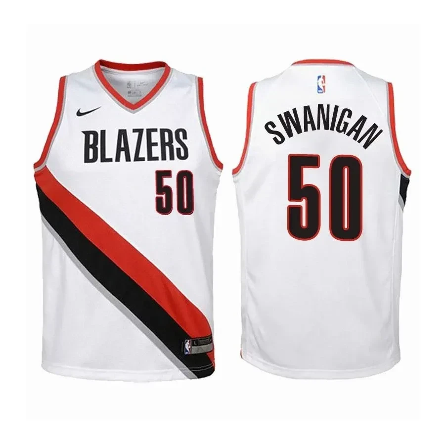 Blazers Caleb Swanigan 50 Association Editio White NBA Jersey Youth