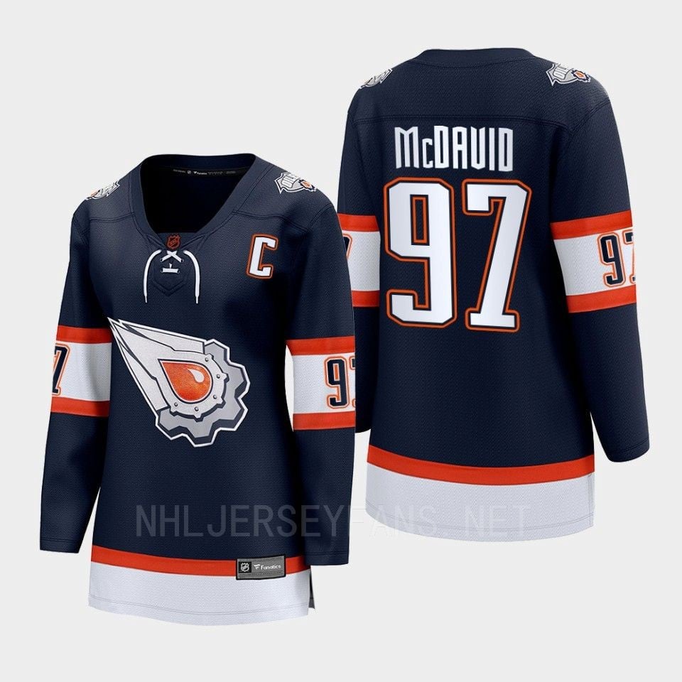 Connor McDavid 97 Edmonton Oilers 2022 Special Edition 2.0 Breakaway Player Retro Navy NHL Jersey Women's