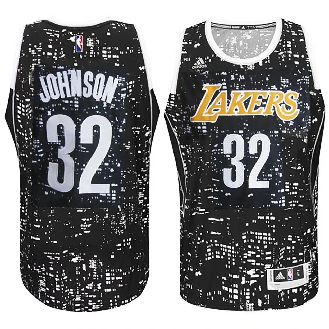 Los Angeles Lakers 32 Earvin Johnson City Lights Black Swingman NBA Jersey Men's
