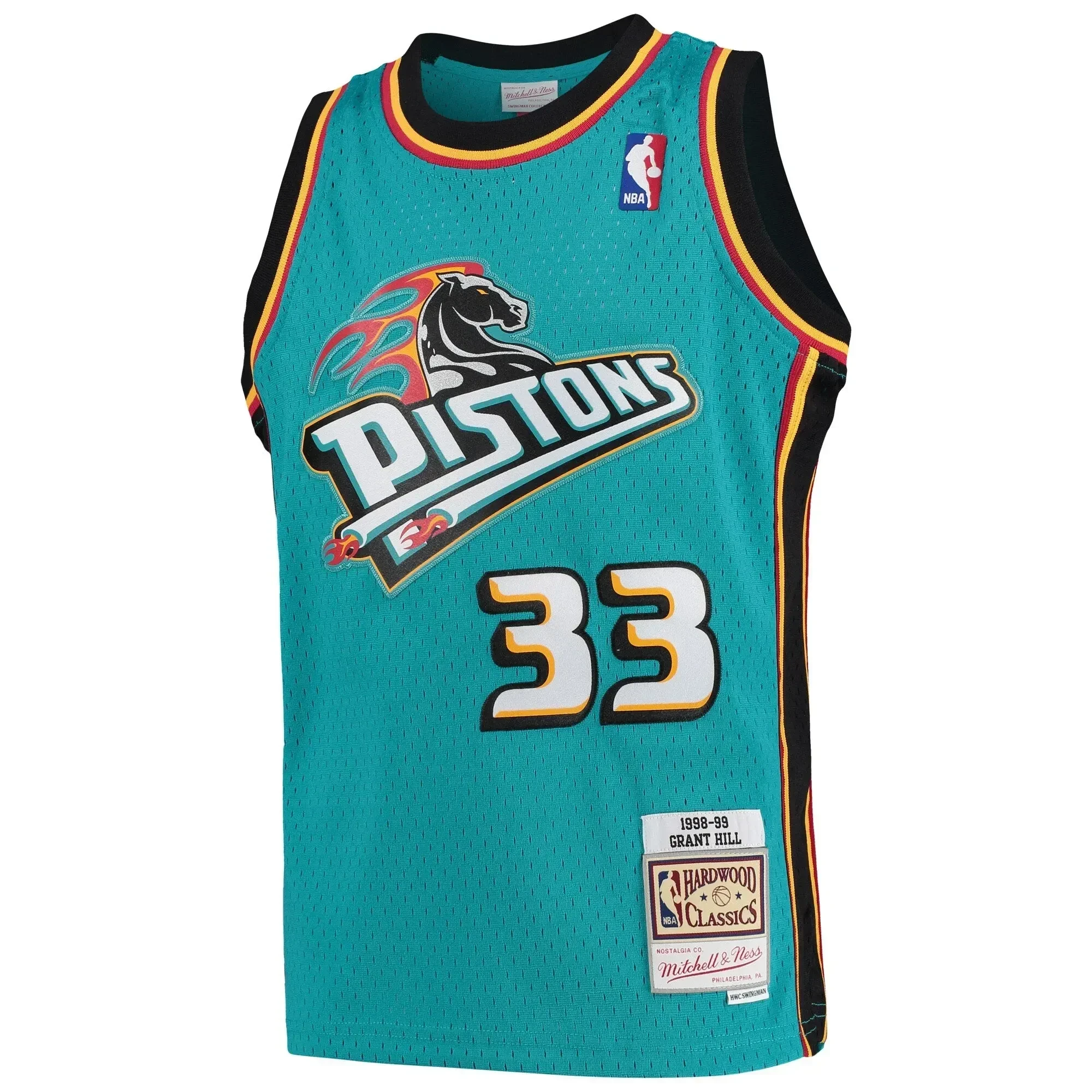 Grant Hill Detroit Pistons Mitchell&Nes 1998-99 Hardwood Classics Swingman Teal NBA Jersey Youth