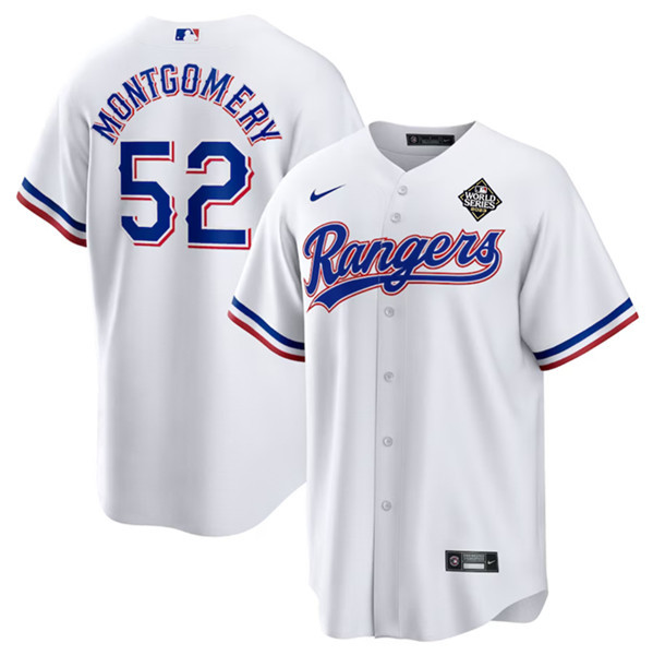 Jordan Montgomery 52 Texas Rangers 2023 World Series Stitched White MLB Jersey Men's