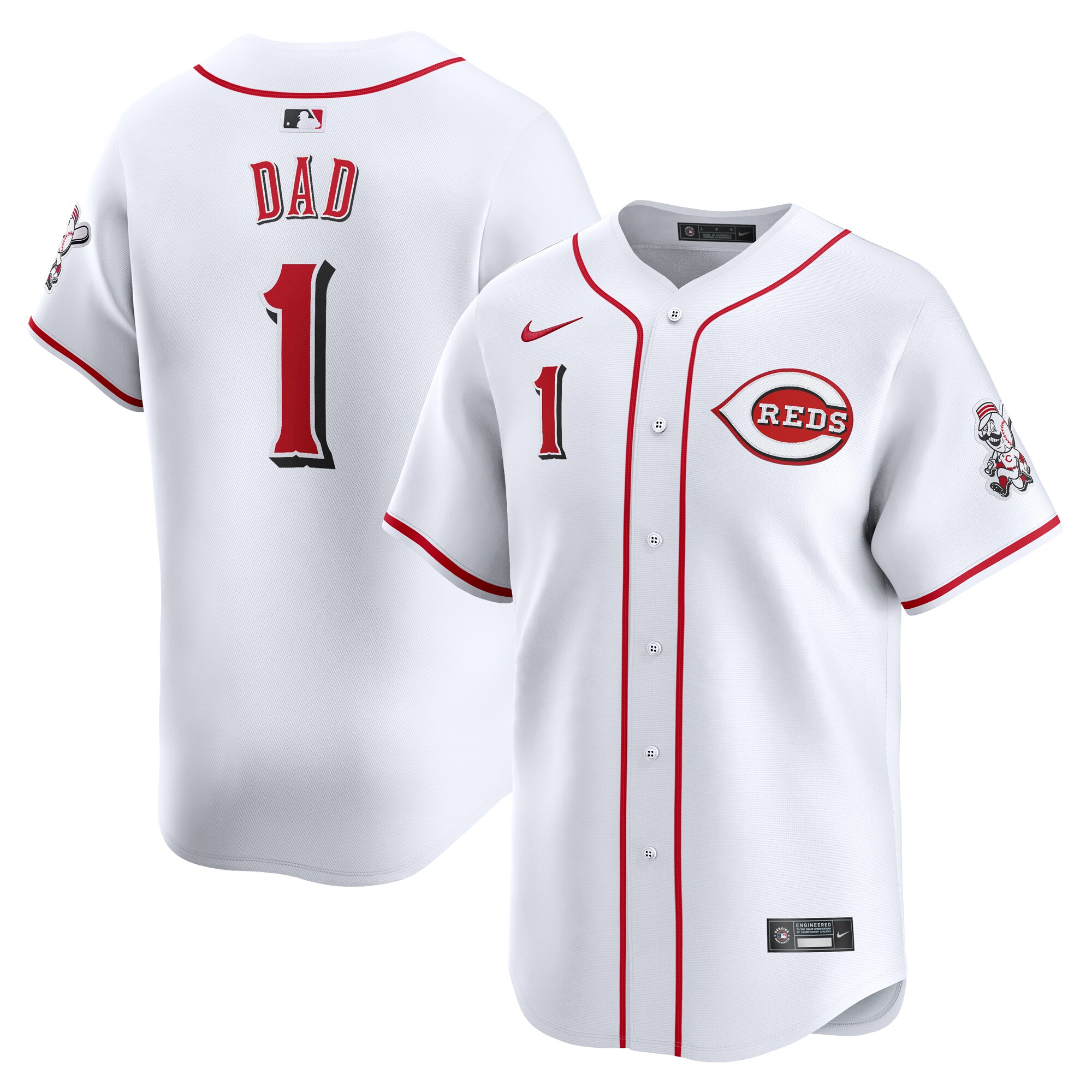 Cincinnati Reds White #1 Dad Home Limited MLB Jersey Men's