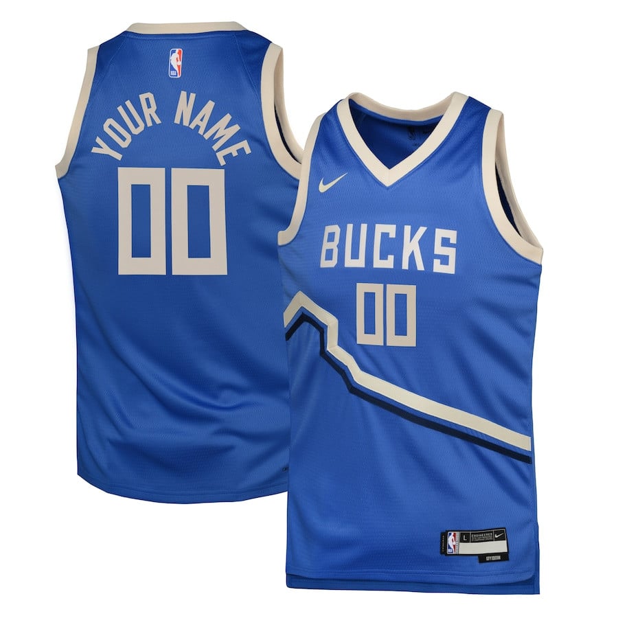 Milwaukee Bucks 2024/25 Swingman Custom City Edition Royal NBA Jersey Youth