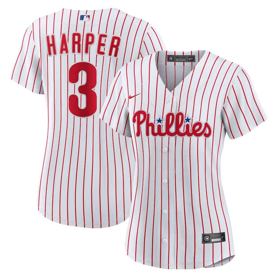 Bryce Harper 3 Philadelphia Phillies Home White MLB Jersey Women's