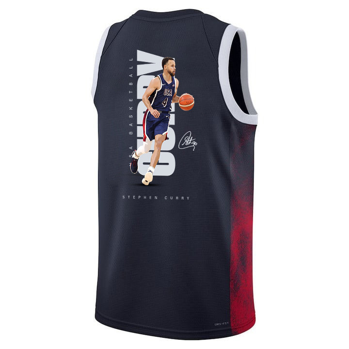 Stephen Curry 4 Olympic Paris 2024 USA Unisex 2024 Swingman Player Navy NBA Jersey Unisex