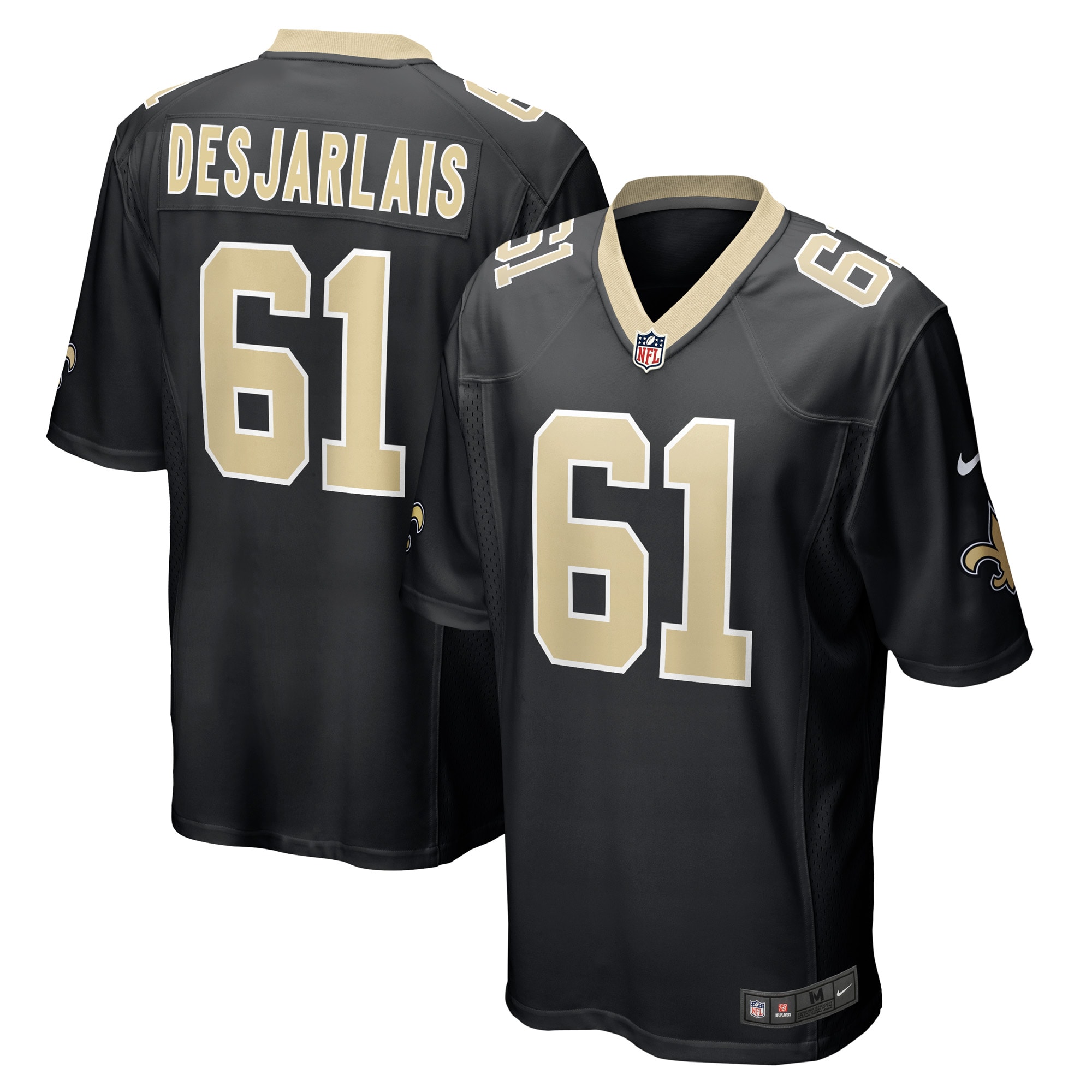 New Orleans Saints Drew Desjarlais Black Game Player NFL Jersey Men's