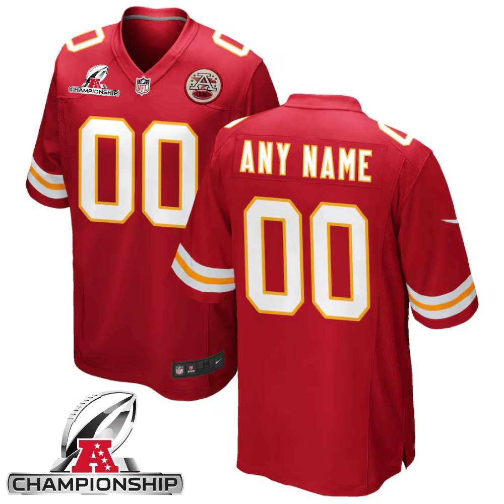 Kansas City Chiefs AFC Championship Patch Game Custom Red NFL Jersey Men's
