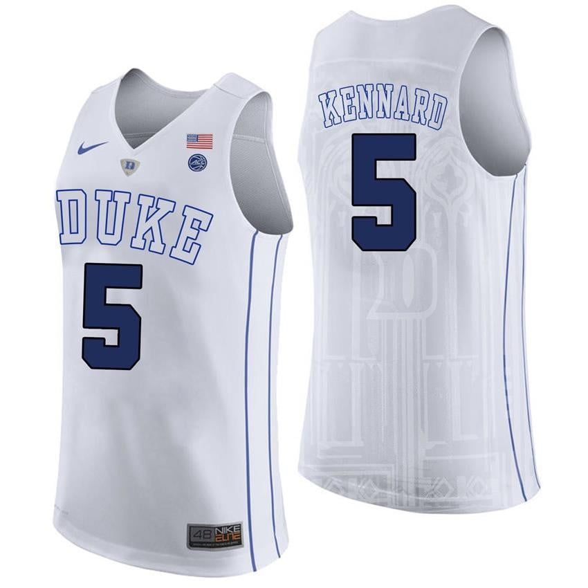Duke Blue Devils 5 Luke Kennar White College Player Performance NCAA Jersey Men's