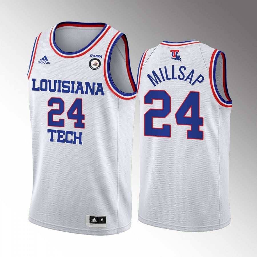 Louisiana Tech Bulldogs Paul Millsap 24 College White Home Uniform NCAA Jersey Men's
