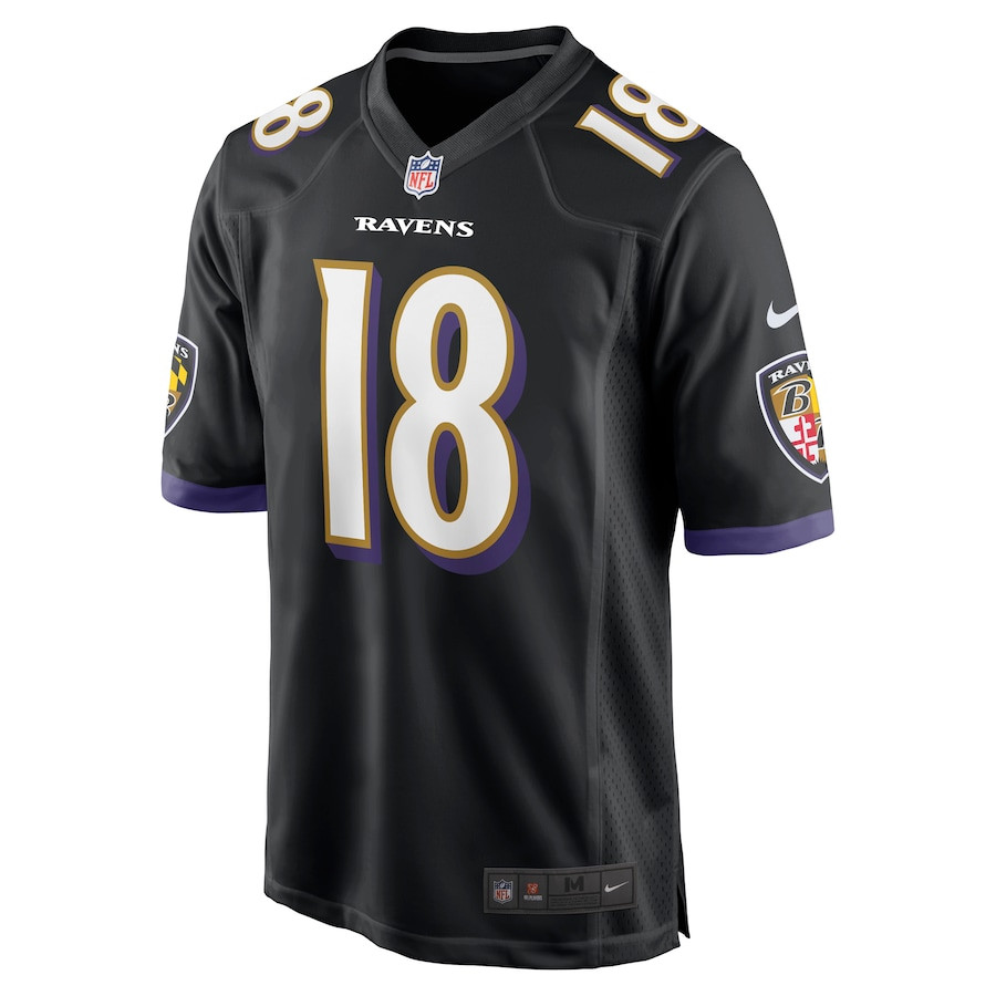 Diontae Johnson 18 Baltimore Ravens Alternate Player Game Black NFL Jersey Men's