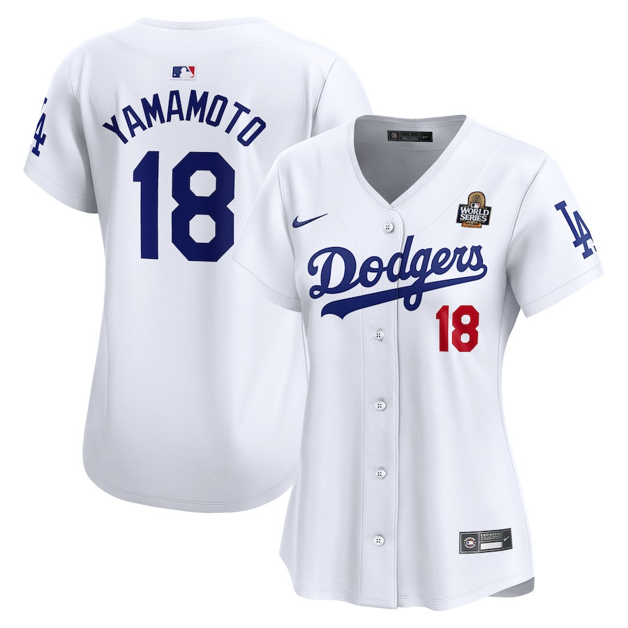 Yoshinobu Yamamoto 18 Los Angeles Dodgers 2024 World Series Limited Player White MLB Jersey Women's