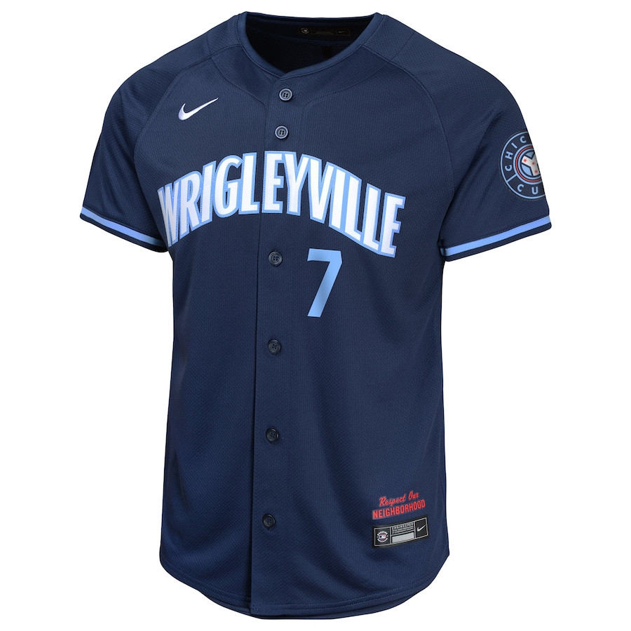 Dansby Swanson 7 Chicago Cubs City Connect Limited Navy MLB Jersey Youth