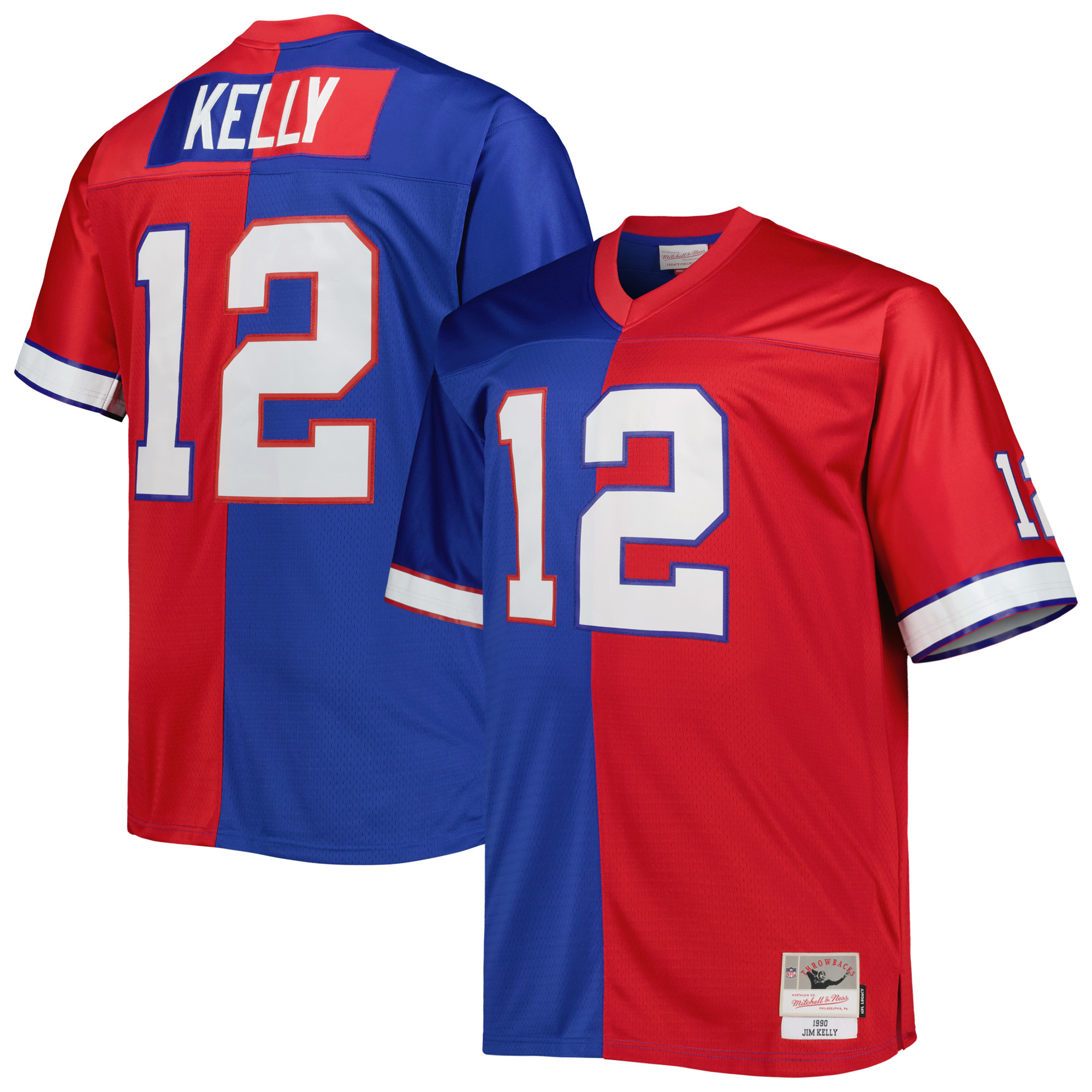 Buffalo Bills Jim Kelly Mitchell Ness Royal/Red Big Tall Split Legacy Retired Player NFL Jersey Men's