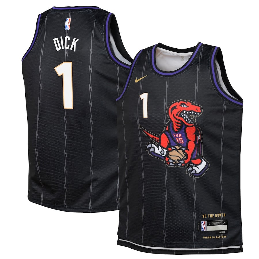 Grady Dick 1 Toronto Raptors 2024/25 Swingman Playe City Edition Black NBA Jersey Youth