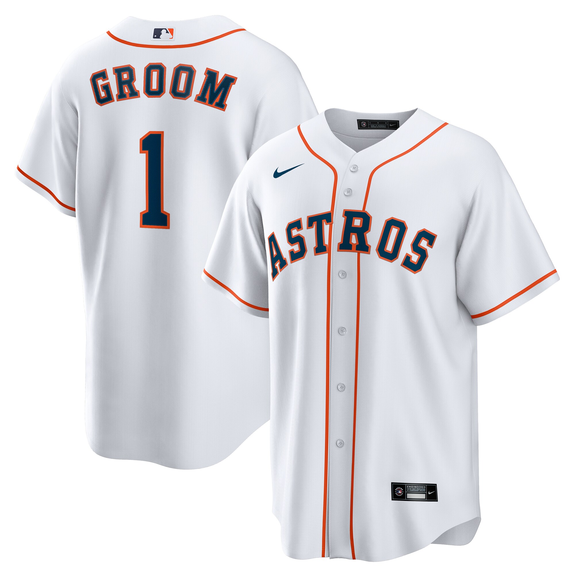 Houston Astros White #1 Groom Home MLB Jersey Men's