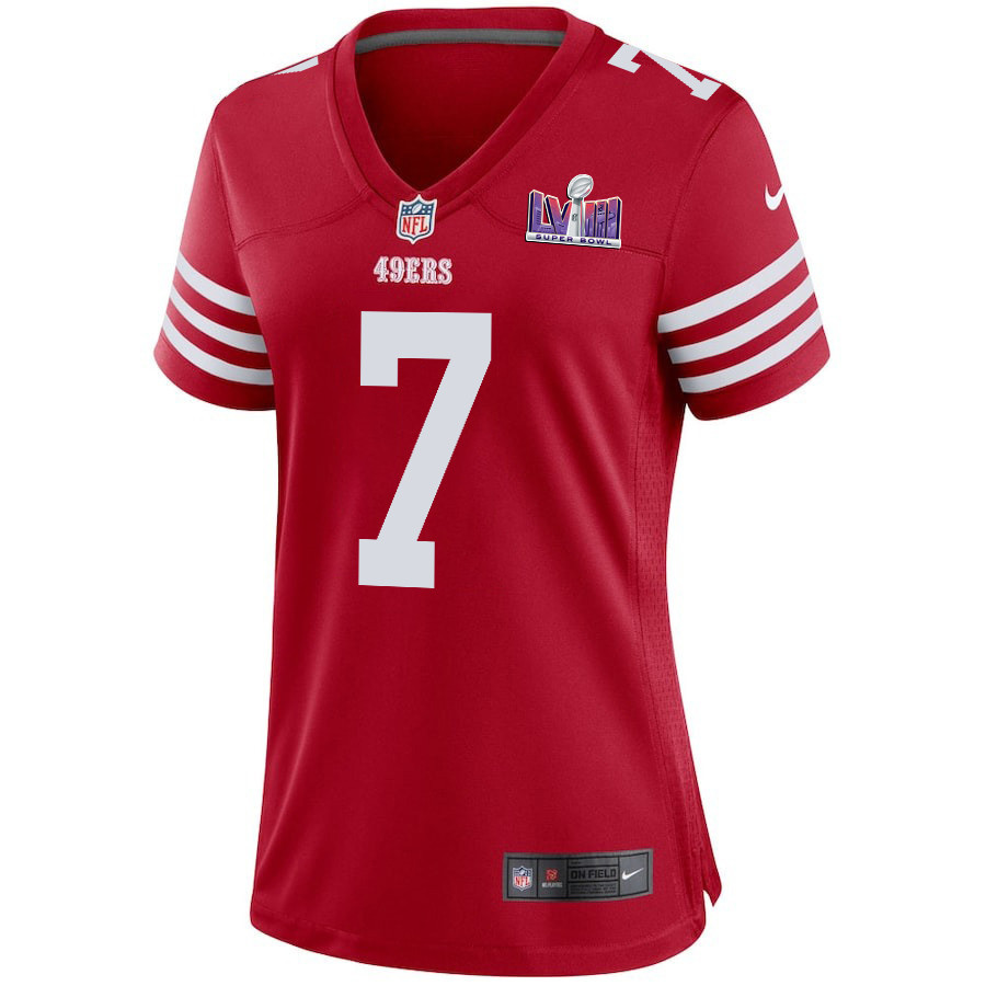 Charvarius Ward 7 San Francisco 49ers Super Bowl LVIII Patch Game Scarlet NFL Jersey Women's