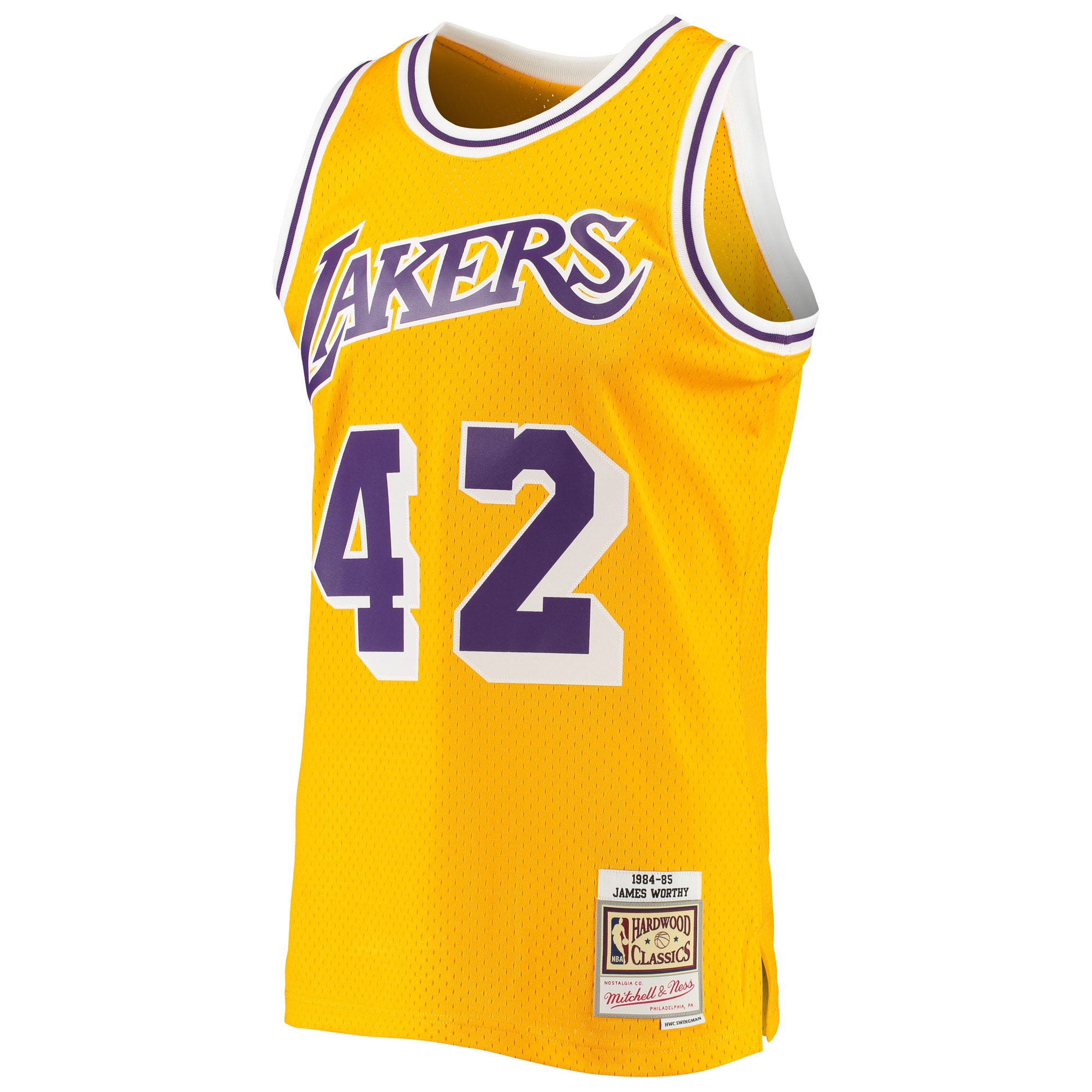Mitchell Ness James Worthy Gold Los Angeles Lakers 1984-85 Hardwood Classics Swingman NBA Jersey Men's