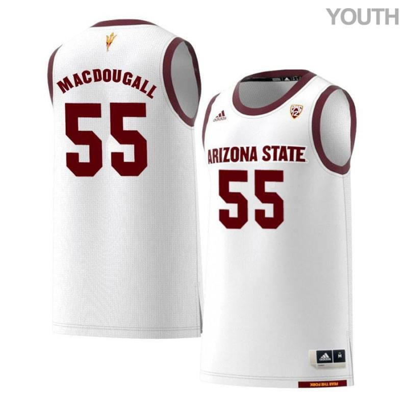 55 Connor MacDougal White Retro Arizona State Sun Devils NCAA Jersey Youth