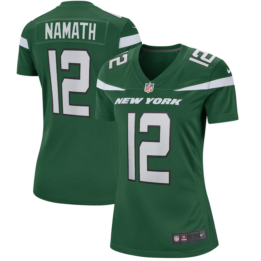 Joe Namath 12 New York Jets Game Retired Gotham Green NFL Jersey Women's