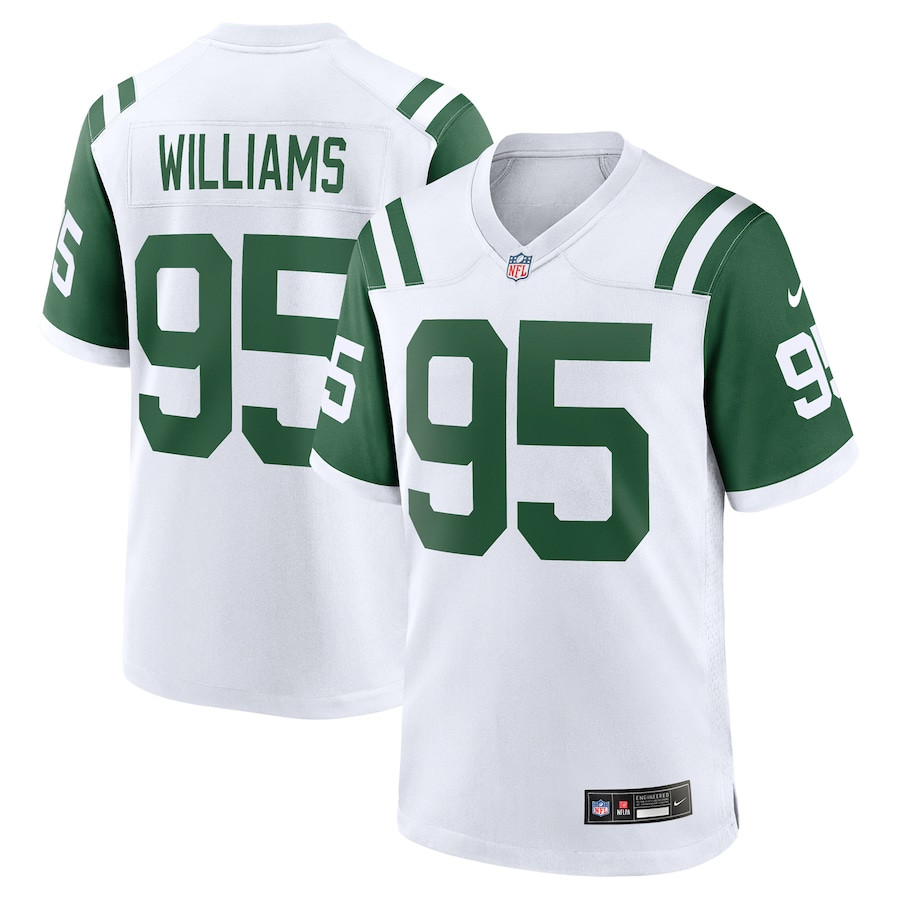 Quinnen Williams 95 New York Jets Classic Alternate Game White NFL Jersey Men's