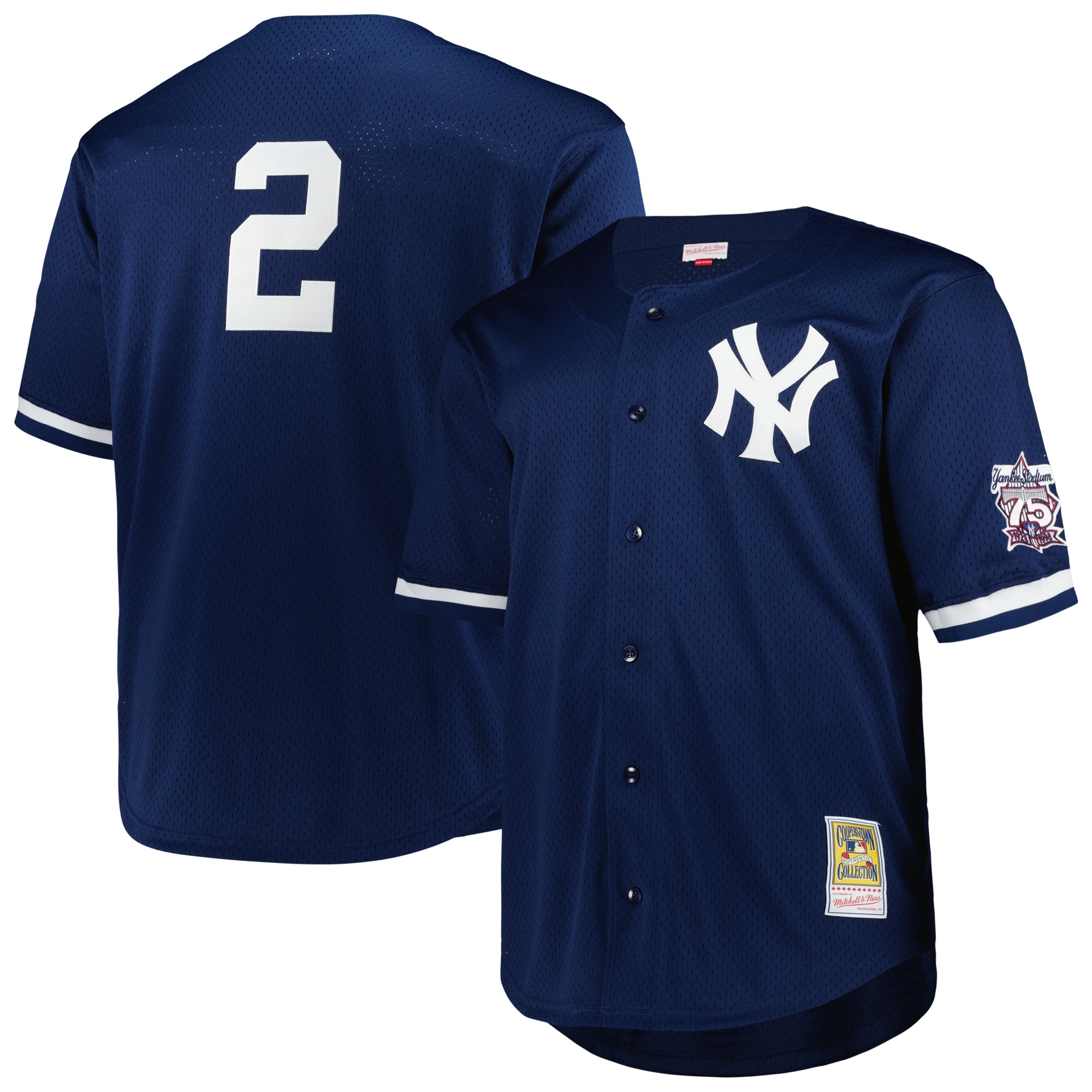 New York Yankees Derek Jeter Mitchell Ness Navy Big Tall Cooperstown Collection Mesh Batting Practice MLB Jersey Men's