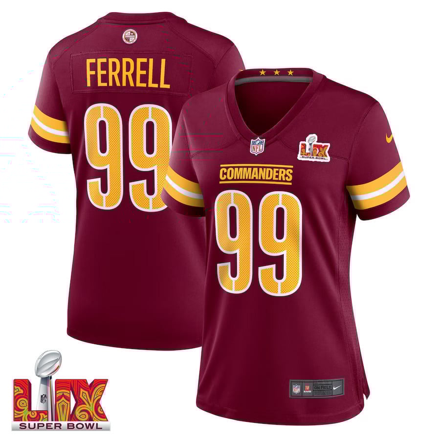 Clelin Ferrell #99 Washington Commanders Super Bowl LIX Burgundy NFL Jersey Women's