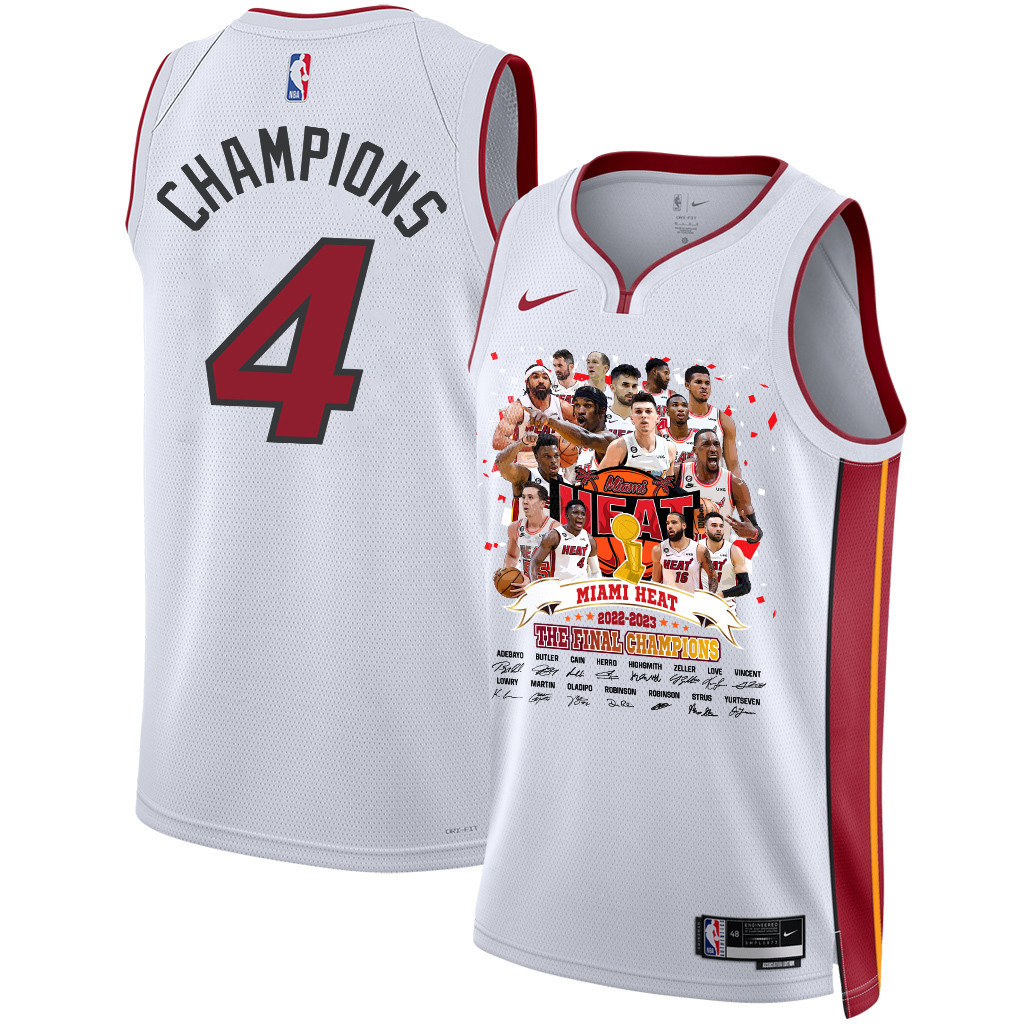 Miami Heat Finals Champions 2023 Swingman Player Signtur White NBA Jersey Men's