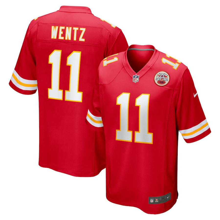 Carson Wentz 11 Kansas City Chiefs Game Red NFL Jersey Men's