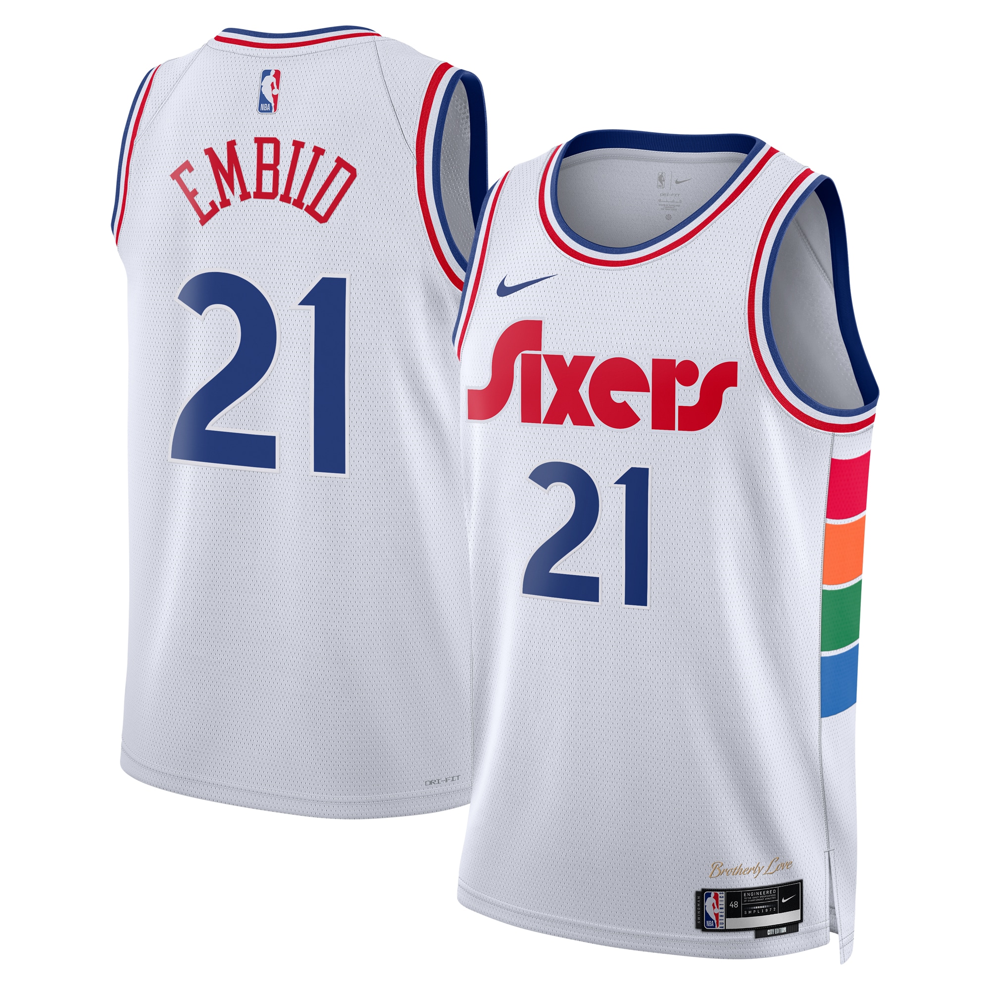 Camiseta City Edition Swingman de los Philadelphia 76ers 2024 Blanca Joel Embii Unisex NBA Jersey Unisex