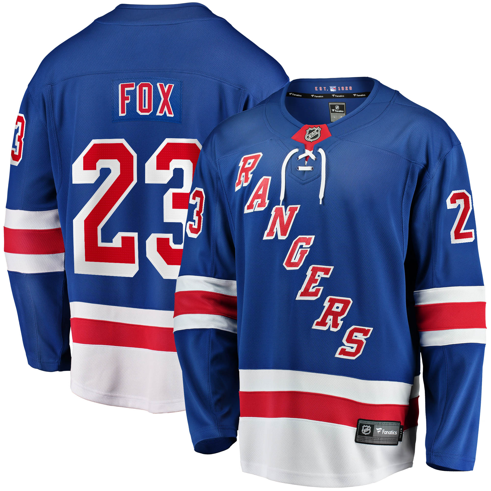 New York Rangers Adam Fox Blue Home Breakaway NHL Jersey Men's