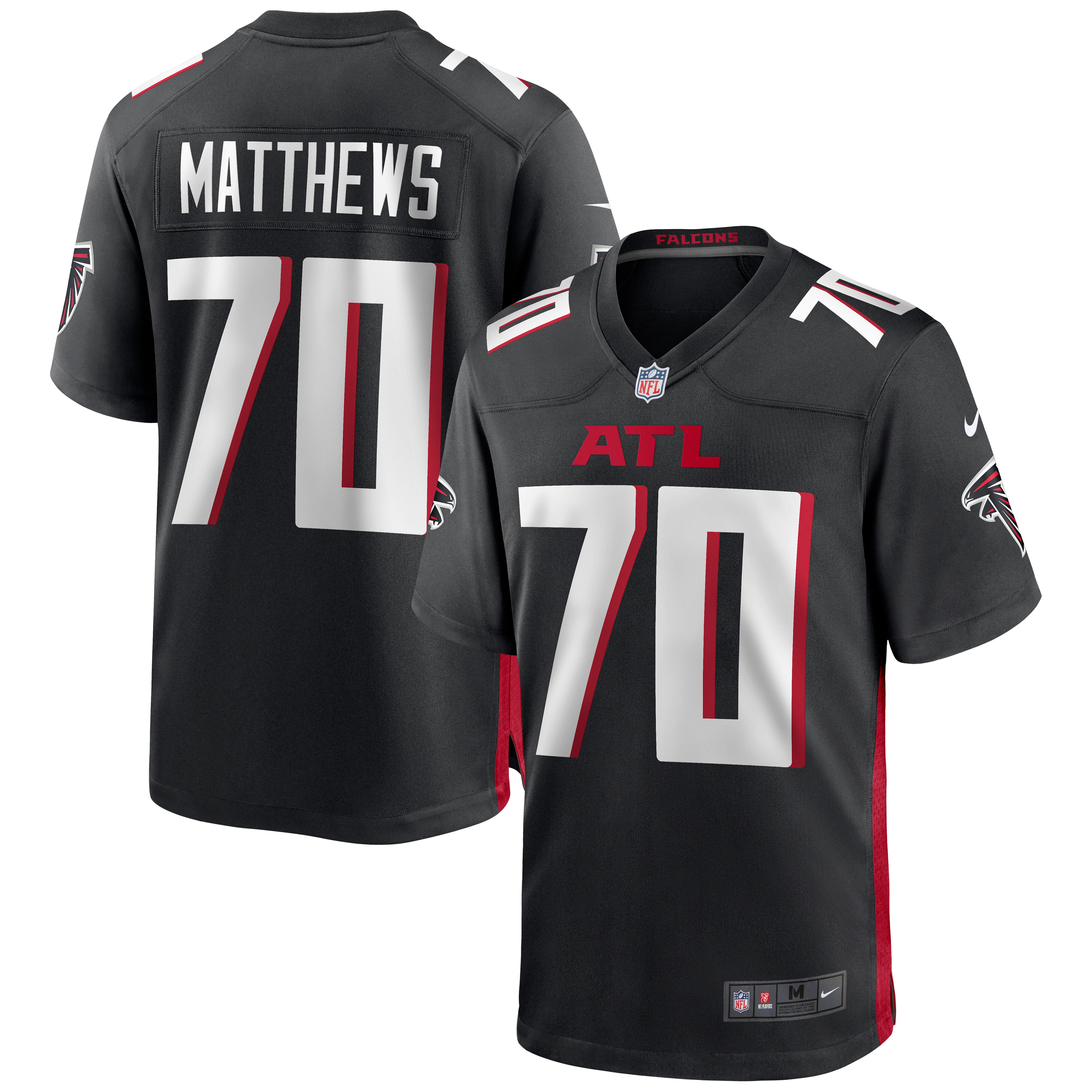 Atlanta Falcons Jake Matthews Black Game NFL Jersey Men's
