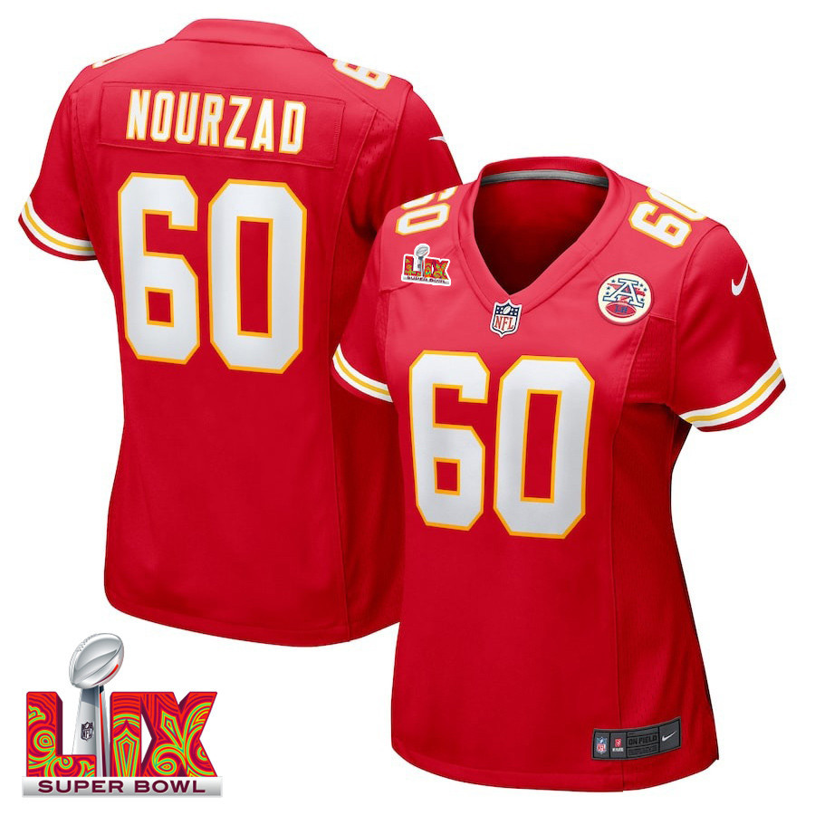 Hunter Nourzad #60 Kansas City Chiefs Super Bowl LIX Red NFL Jersey Women's
