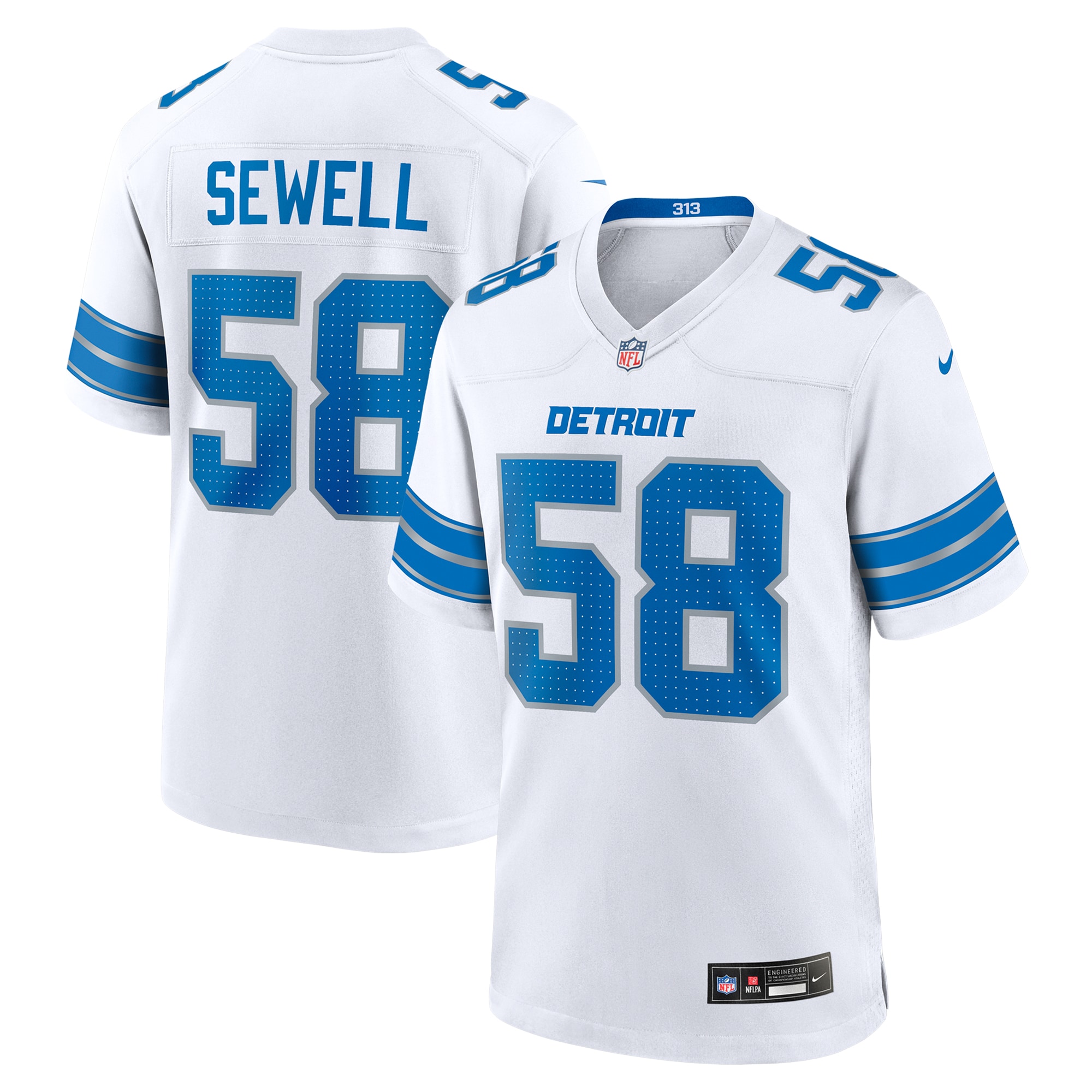 Detroit Lions Penei Sewell White Game NFL Jersey Men's