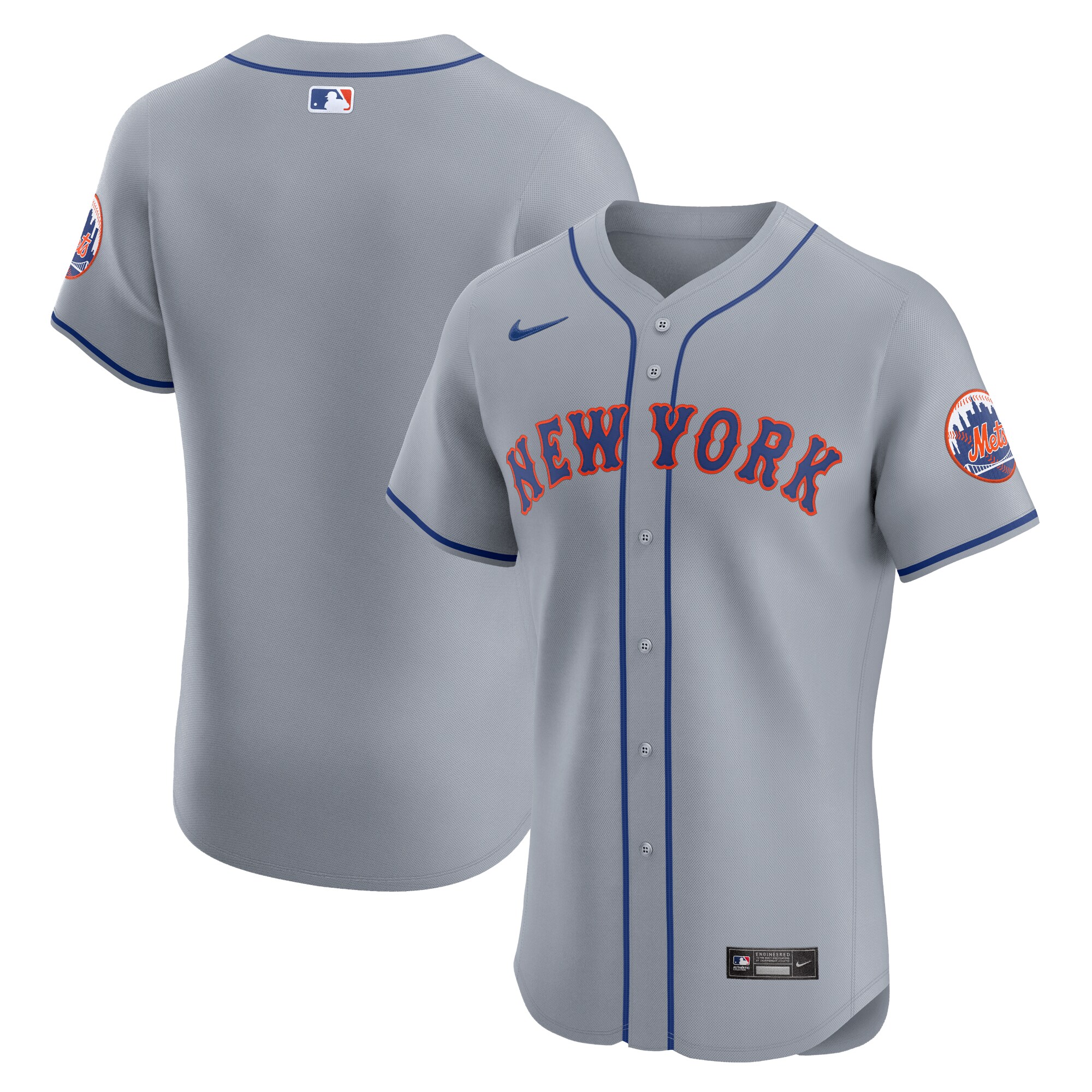 New York Mets Gray Road Vapor Premier Elite Patch MLB Jersey Men's