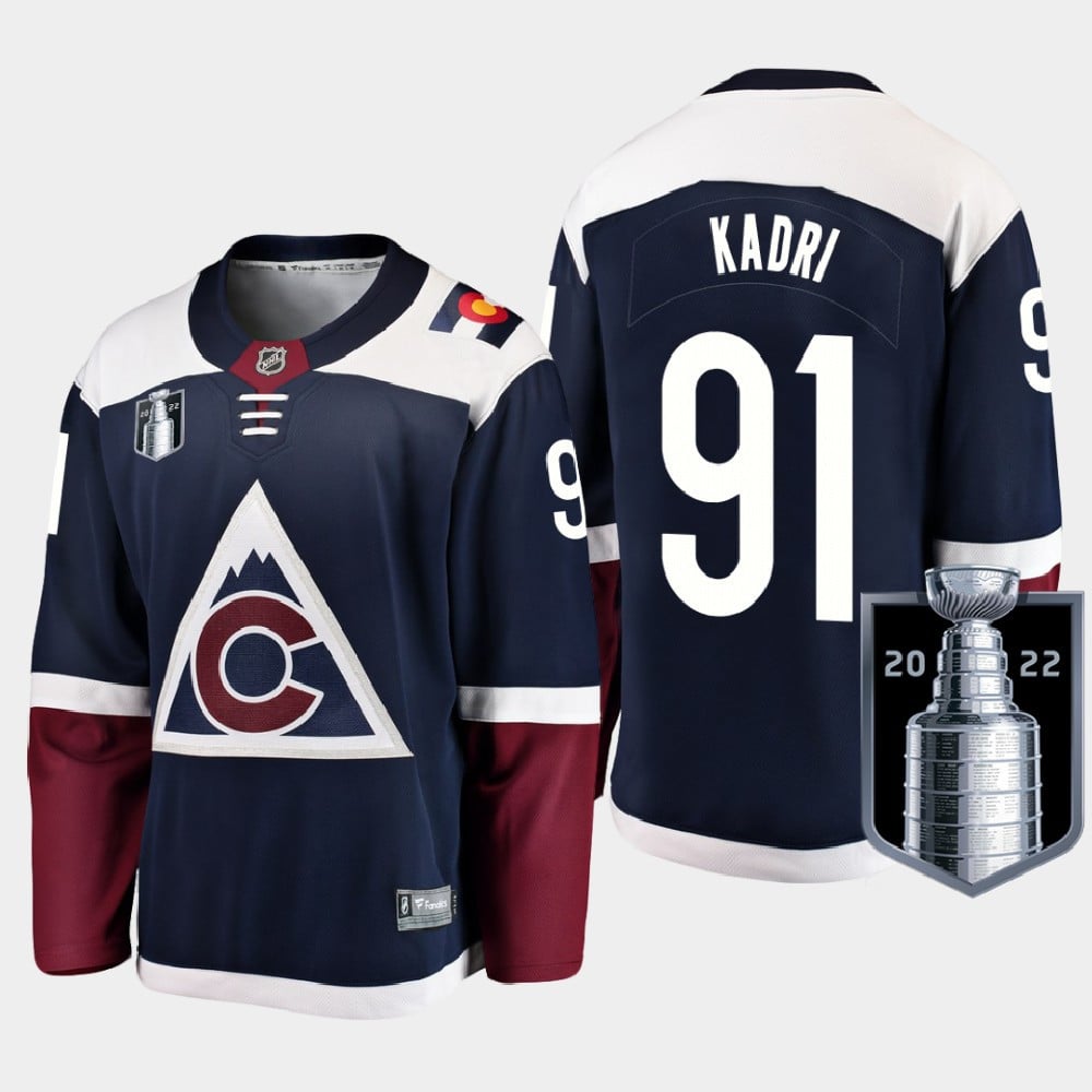 Colorado Avalanche 91 Nazem Kadri Stanley Cup Final Navy Equipment Alternate NHL Jersey Men's