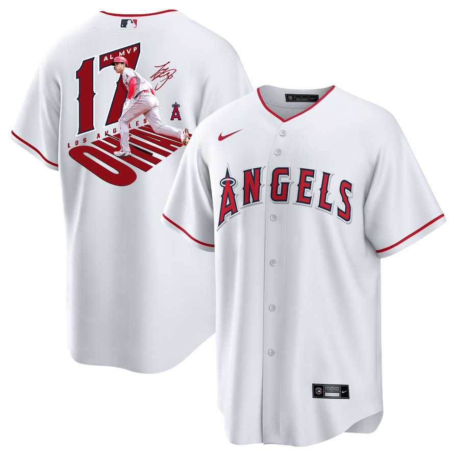 Shohei Ohtani 17 Los Angeles Angels Signed Number 2023 Home Player White MLB Jersey Men's