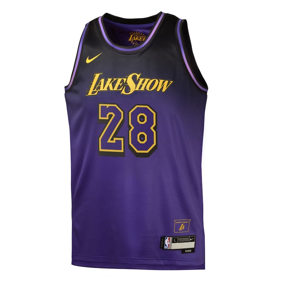 Rui Hachimura 28 Los Angeles Lakers 2024/25 Swingman Playe City Edition Purple NBA Jersey Youth