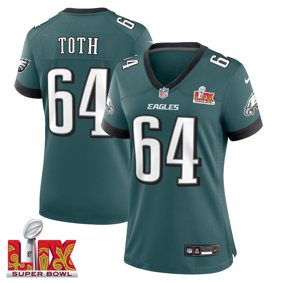 Brett Toth #64 Philadelphia Eagles Super Bowl LIX Midnight Green NFL Jersey Women's