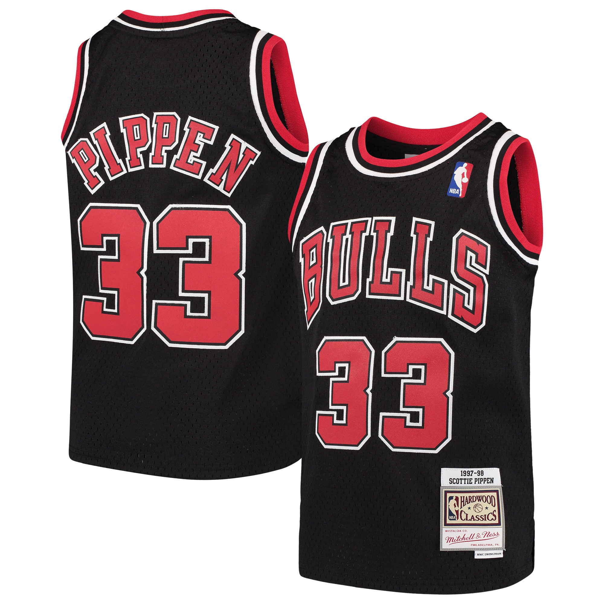 Mitchell Ness Scottie Pippen Black Chicago Bulls Hardwood Classics Swingman Throwback NBA Jersey Youth