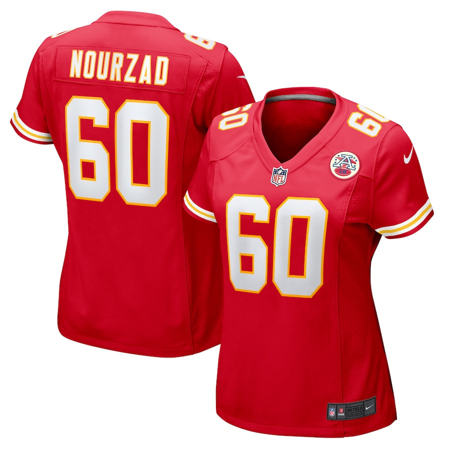 Hunter Nourzad 60 Kansas City Chiefs Game Red NFL Jersey Women's