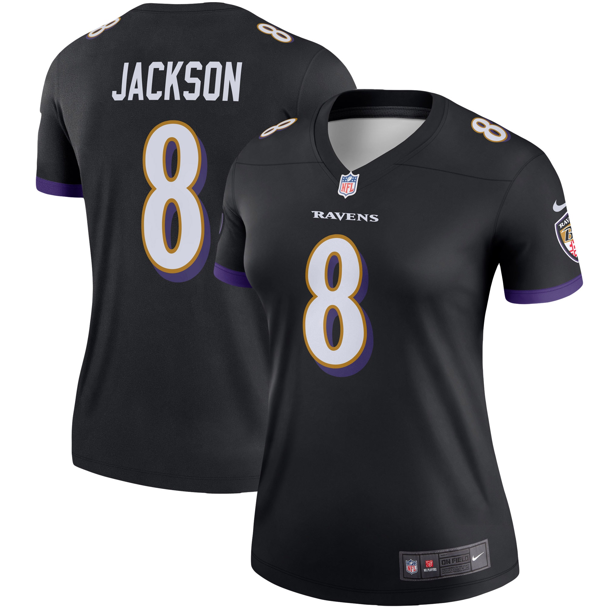 Baltimore Ravens Lamar Jackson Black Alternate Legend Player Performance Top NFL Jersey Women's