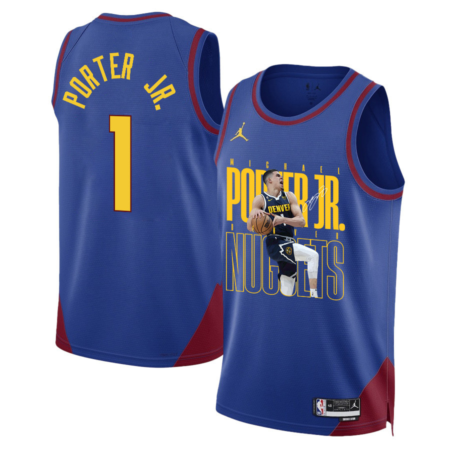 Michael Porter Jr. 1 Denver Nuggets Future Superstar 2023 Champions Swingman Blue NBA Jersey Men's