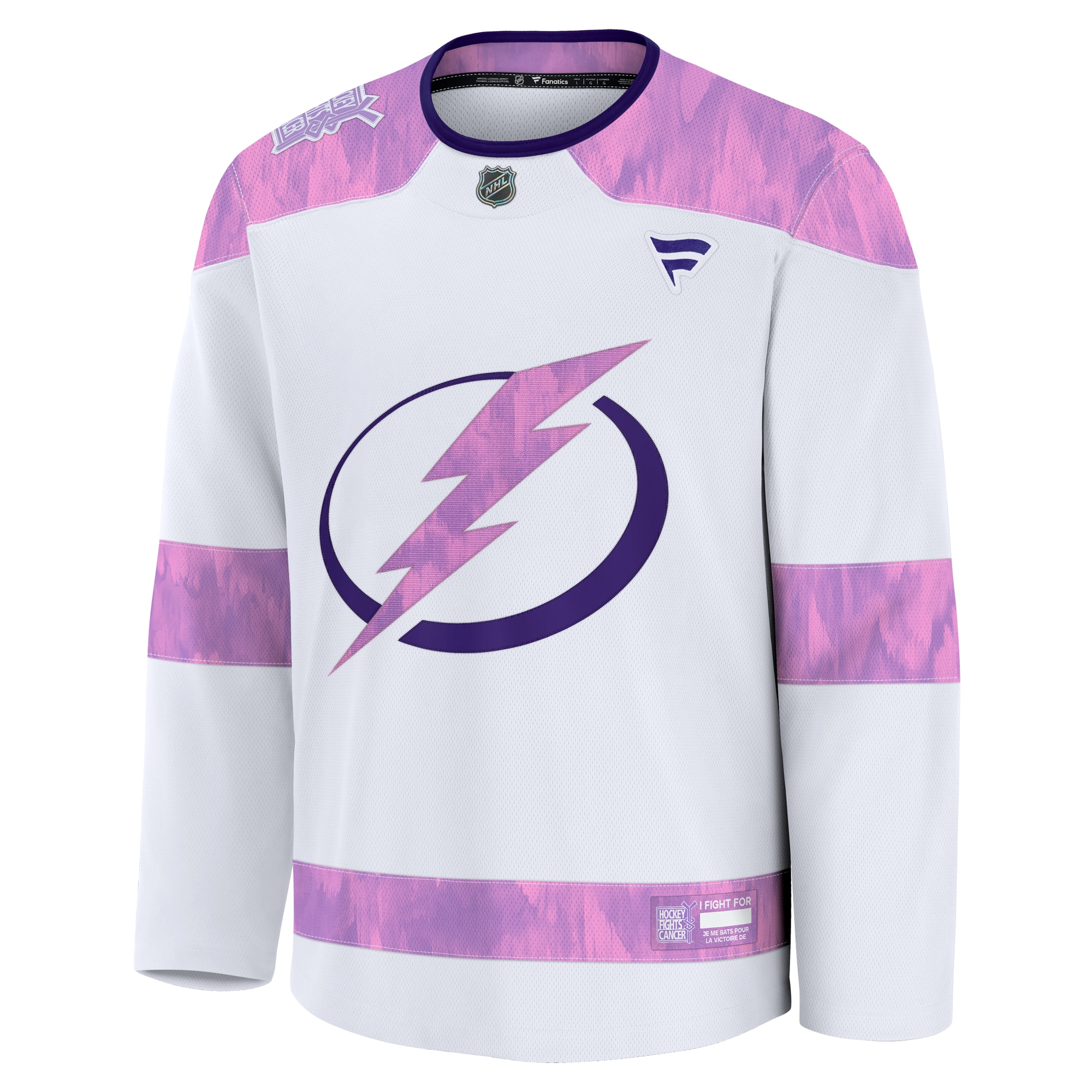 Tampa Bay Lightning White 2024 Fights Cancer Practice NHL Jersey Men's