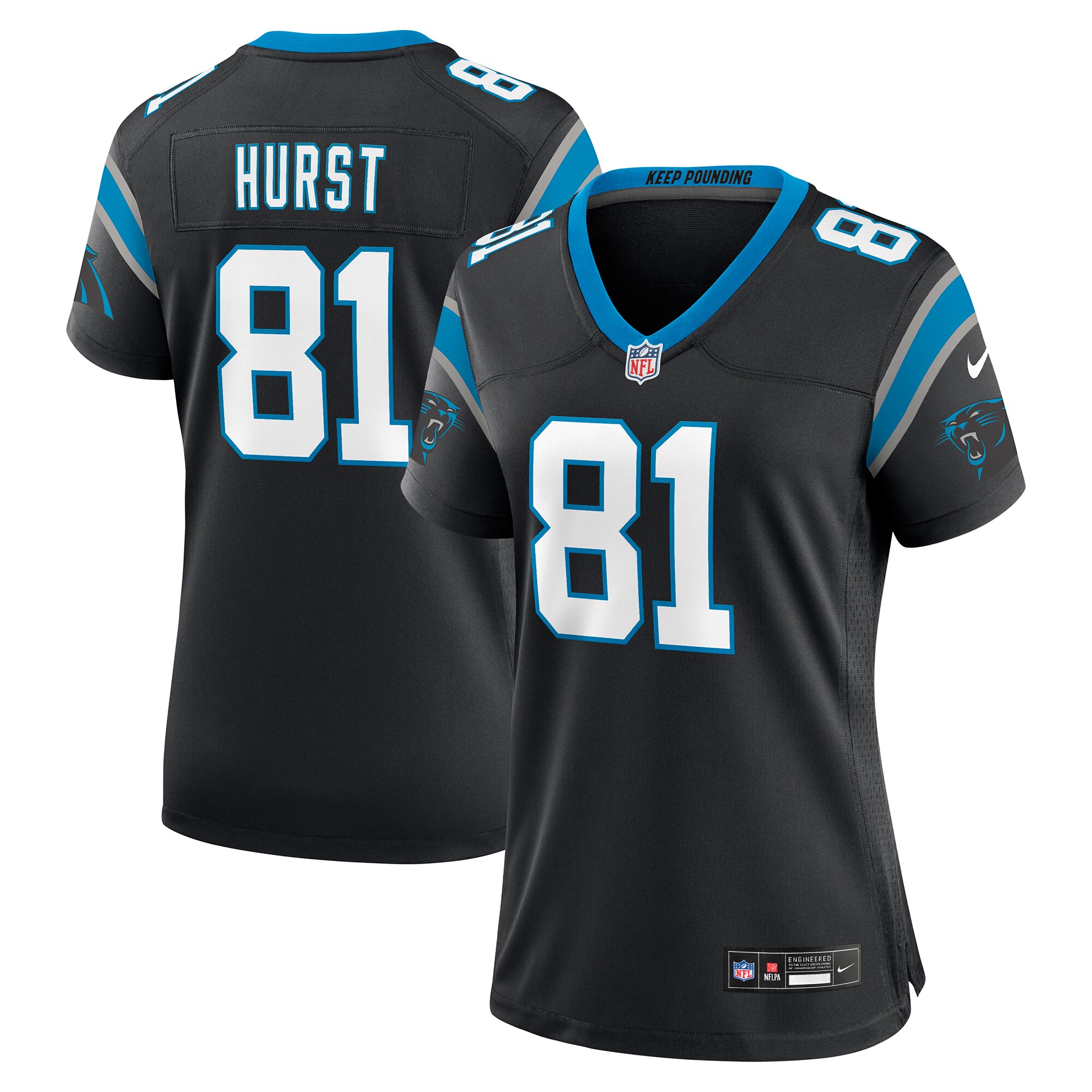 Carolina Panthers Hayden Hurst Black Game Player NFL Jersey Women's
