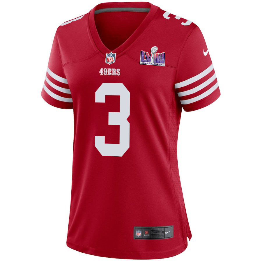 Ray-Ray McCloud III 3 San Francisco 49ers Super Bowl LVIII Patch Game Scarlet NFL Jersey Women's