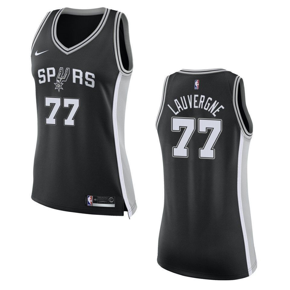 San Antonio Spurs 77 Joffrey Lauvergne Icon Swingman Black NBA Jersey Women's