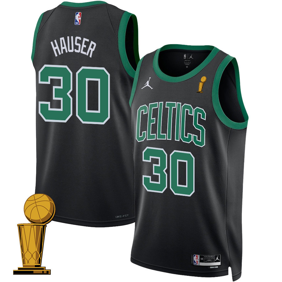Sam Hauser 30 Boston Celtics 2024 FINALS CHAMPIONS Swingman Statement Edition Black NBA Jersey Men's