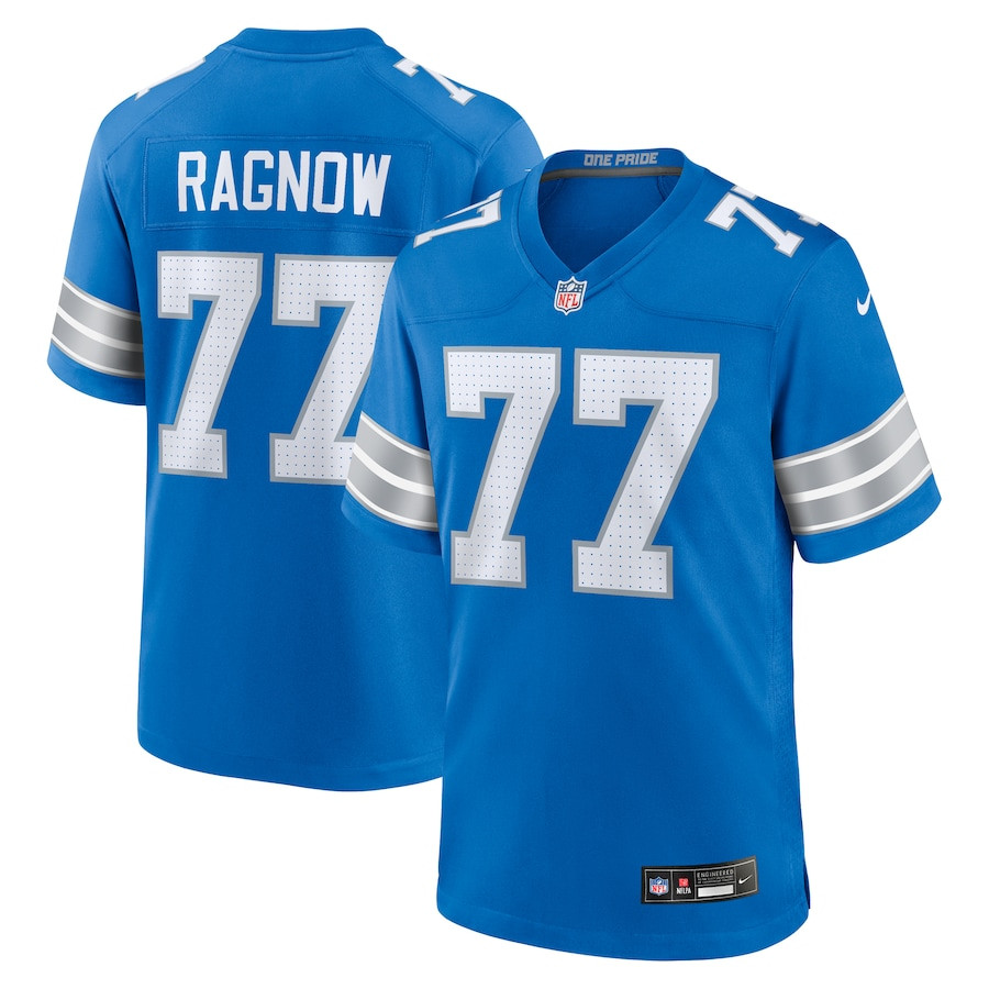Frank Ragnow 77 Detroit Lions Team Game Blue NFL Jersey Men's