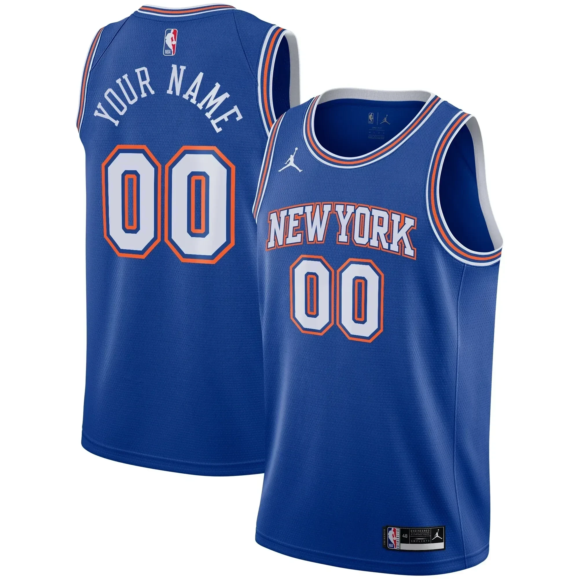 New York Knicks Swingman Custom Statement Edition Blue NBA Jersey Men's