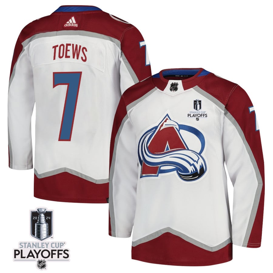 Devon Toews 7 Colorado Avalanche 2024 Playoffs Patch Away White NHL Jersey Men's
